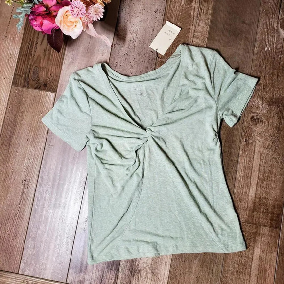 NWT a new day Green V-Neck Twist Front Blouse Top Size X-Small XS - Picture 4 of 12
